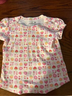 Jumping Beans White Strawberry & Heart Print Baby Tee
